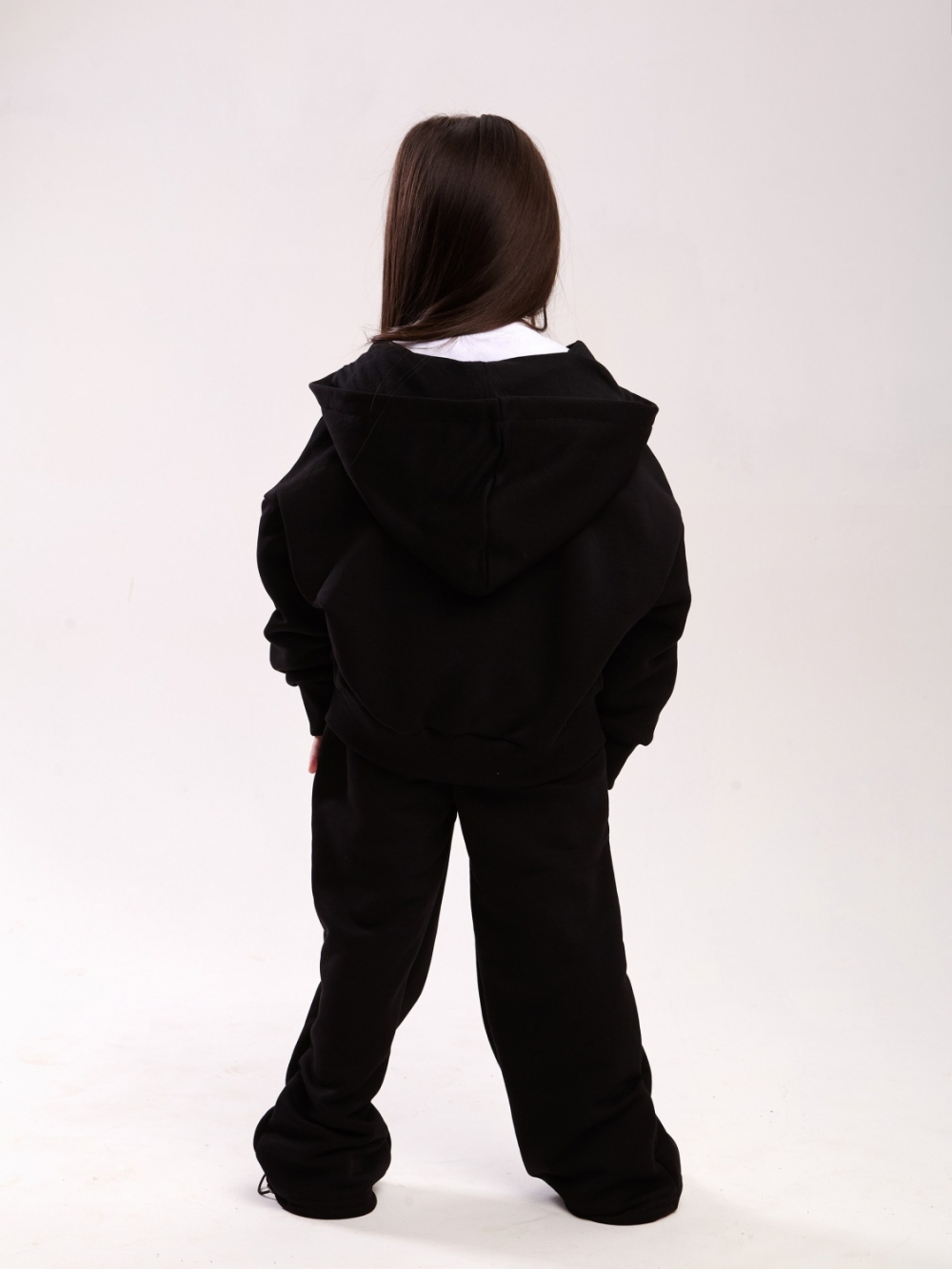 344-Ч. Костюм детский оверсайз на молнии, черный, хлопок 65%, 35% ПЭ, 3-х нитка без начеса 98,104,110,116
