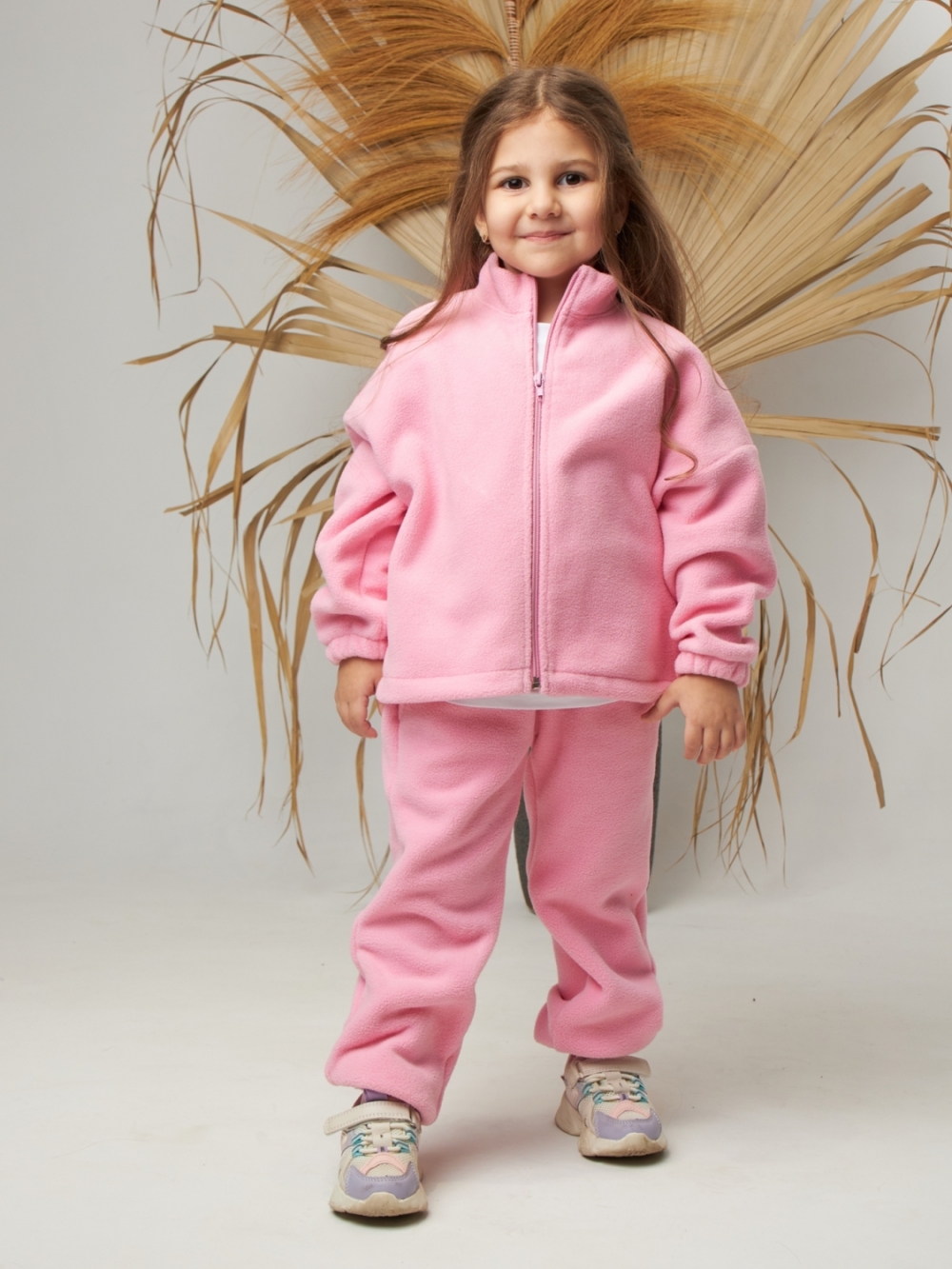 331. Костюм детский (Брюки+Толстовка), розовый, 100% полиэстер, р. 122,128,134,140