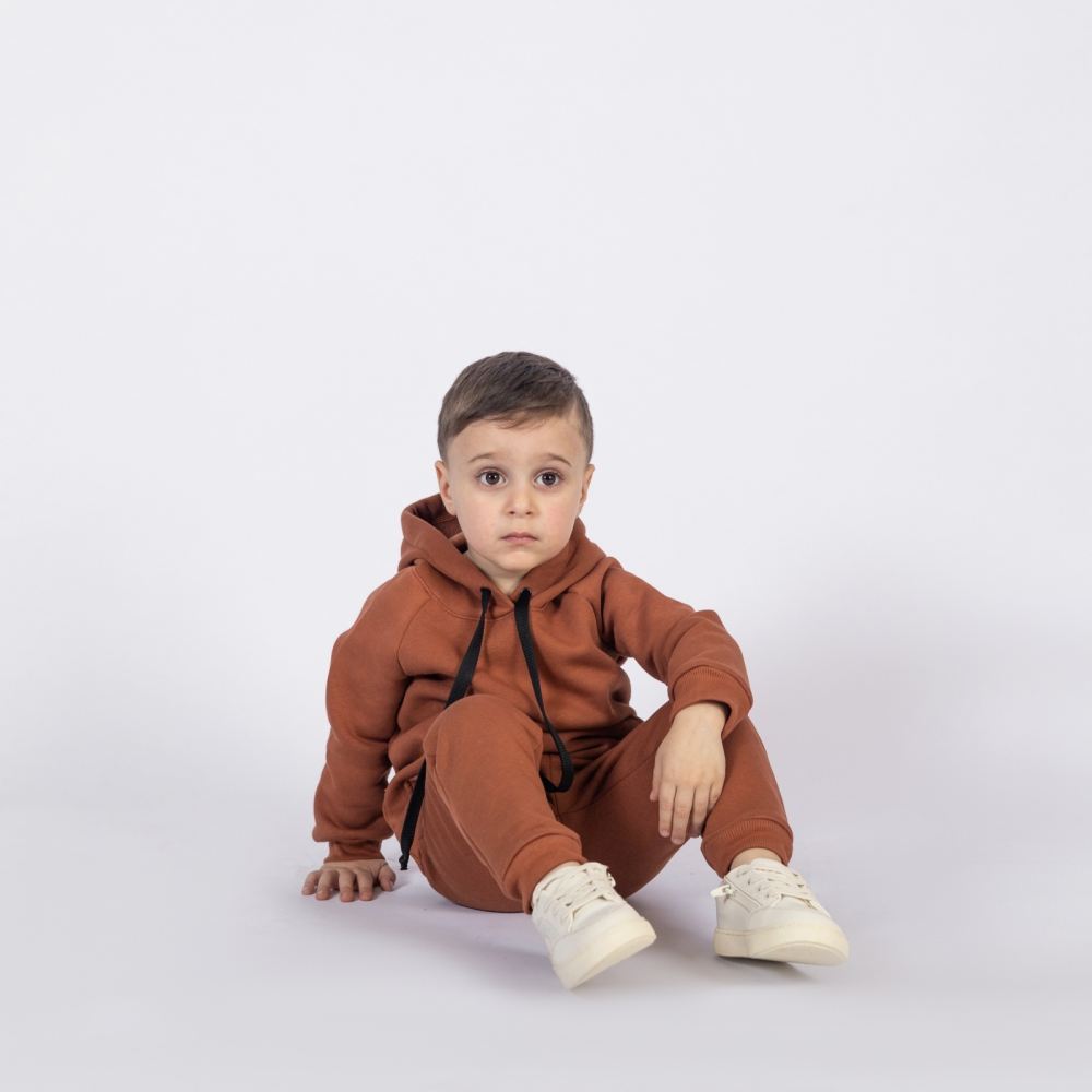 296-ТР. Свитшот с капюшоном  + Штаны, хлопок 65%, 35% ПЭ, 3-х нитка (начес) терракот  98,104,110,116