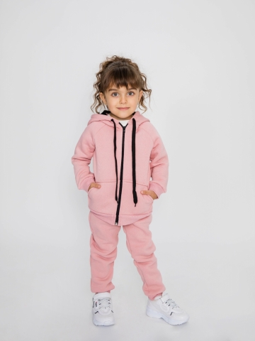 Купить оптом 319-П. Костюм детский  на молнии, пудра, хлопок 65%, 35% ПЭ, 3-х нитка (начес) 80,86,92 в Белгороде