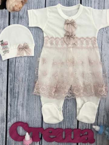 Купить оптом 284-П. Комбинезон с шапкой, (бабочка), пудра хлопок 100% кулирка 56,62 в Белгороде