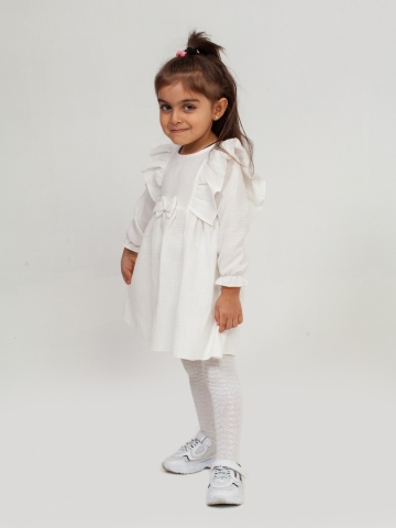 Купить 321-МО. Платье из муслина детское, хлопок 100% молочный, р. 98,104,110,116 в Белгороде