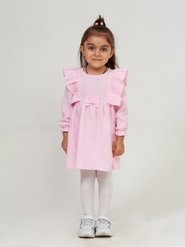 Купить 321-Р. Платье из муслина детское, хлопок 100% розовый, р. 98,104,110,116 в Белгороде
